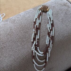 Elegant Multi-Strand Pearl and Brown Beaded Necklace 

MAKE A OFFER!!